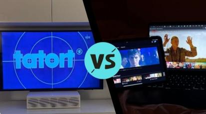 Tatort auf Bildschirm vs. Streaming im Bett