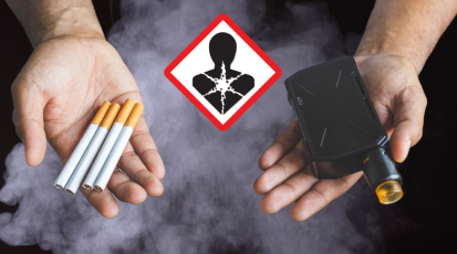 Rauchen oder vapen? Beides ist gesundheitsschädigend.