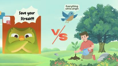 Ein Vergleich von representativen Icons von Duolingo und Iremia