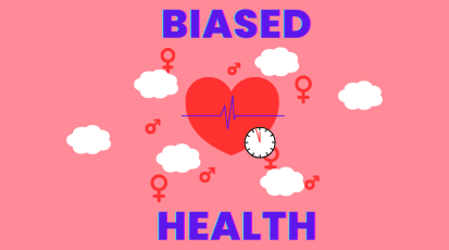 Ein rotes Herz mit Herzschlag umgeben von Wolken und gender Symbolen.