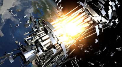 Explosion eines Raketenkörpers