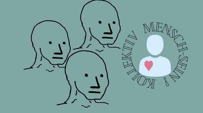 Drei Köpfe mit emotionslosem Gesichtsausdruck: das NPC meme