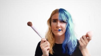 Auf dem Bild sind zwei sehr unterschiedliche Make Up Looks zu sehen