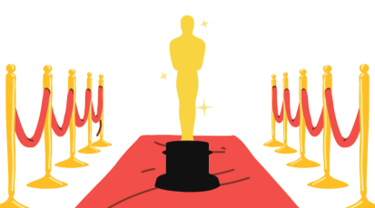 Eine Oscarstatue auf einem roten Teppich