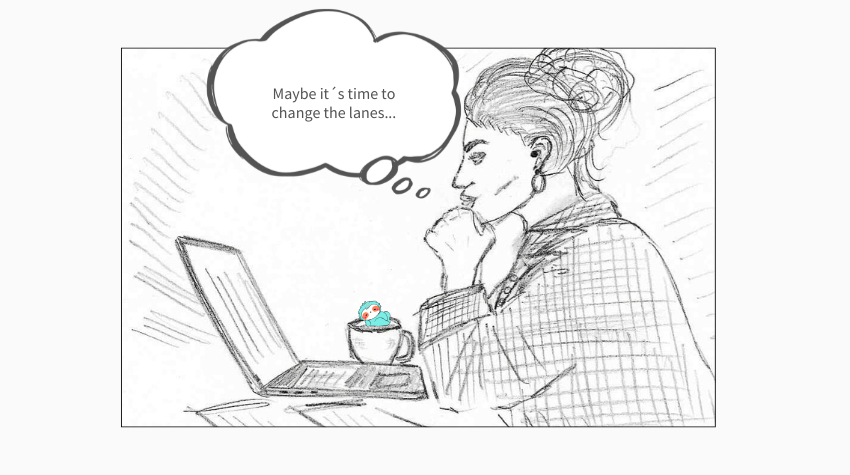 Woman sitting in front of notebook