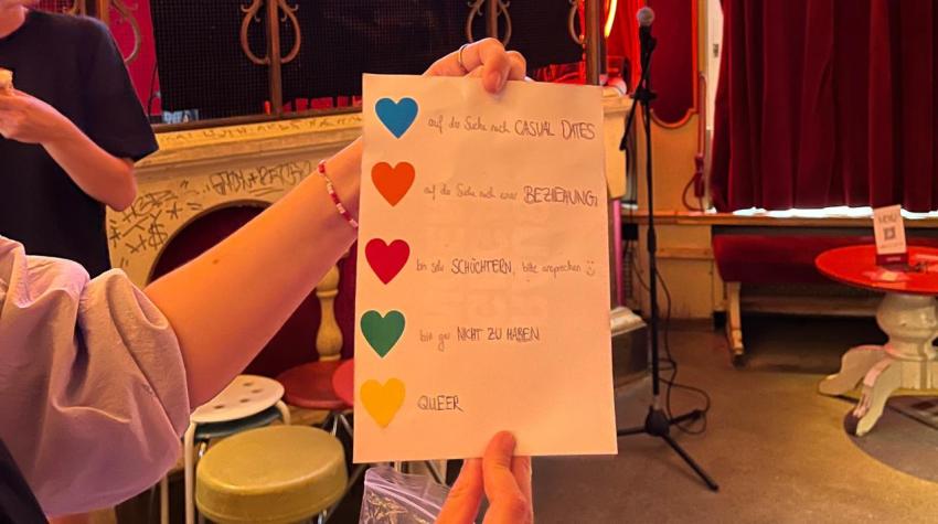 Blatt mit Erklärung der Herzfarben