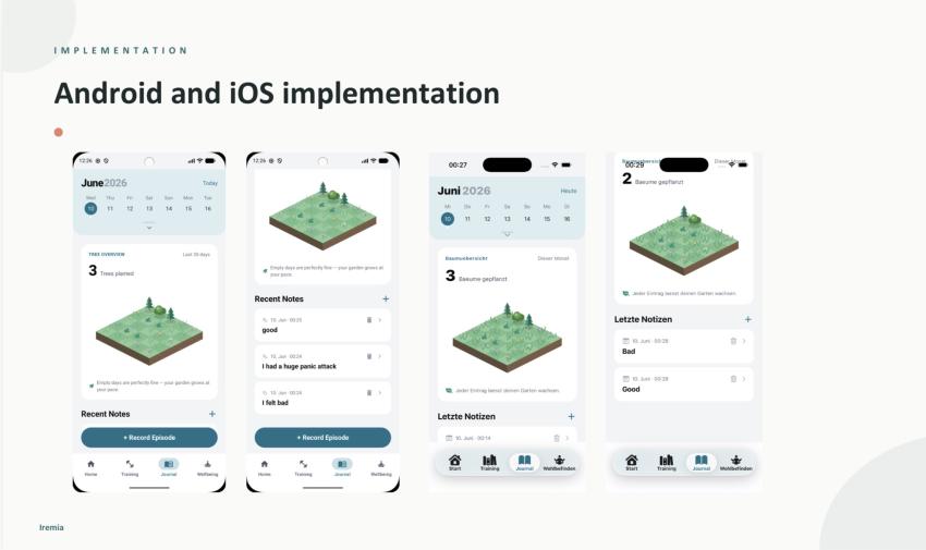 Mobile Ansicht des Prototyps der App