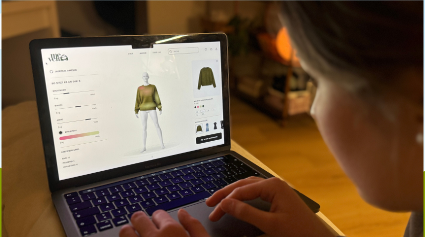 Prototyp der online Webseite "Mevera" im Anprobe Prozess.
