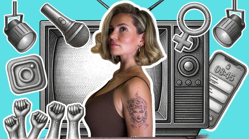Sophie Imelmann mit verschiedenen Symbolen zu ihrer Person