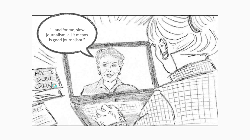 Two women having a online interview.