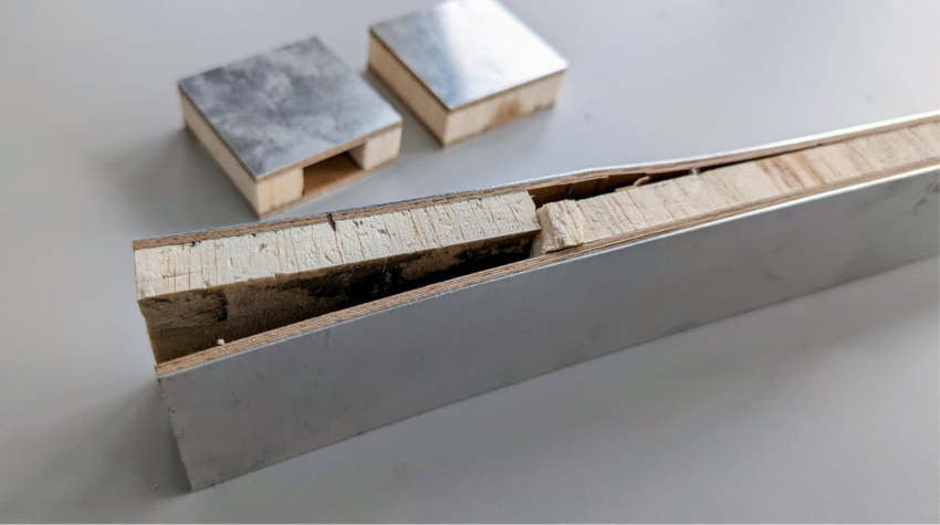 Holz-Probe nach einem Belastungstest