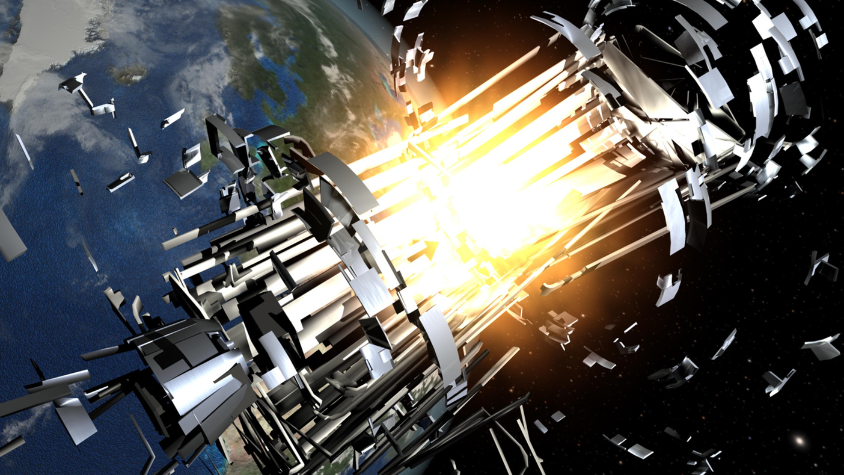 Explosion eines ausgedienten Raketenkörpers