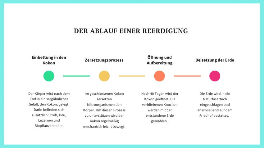 Eine Infografik über den Ablauf einer Reerdigung.