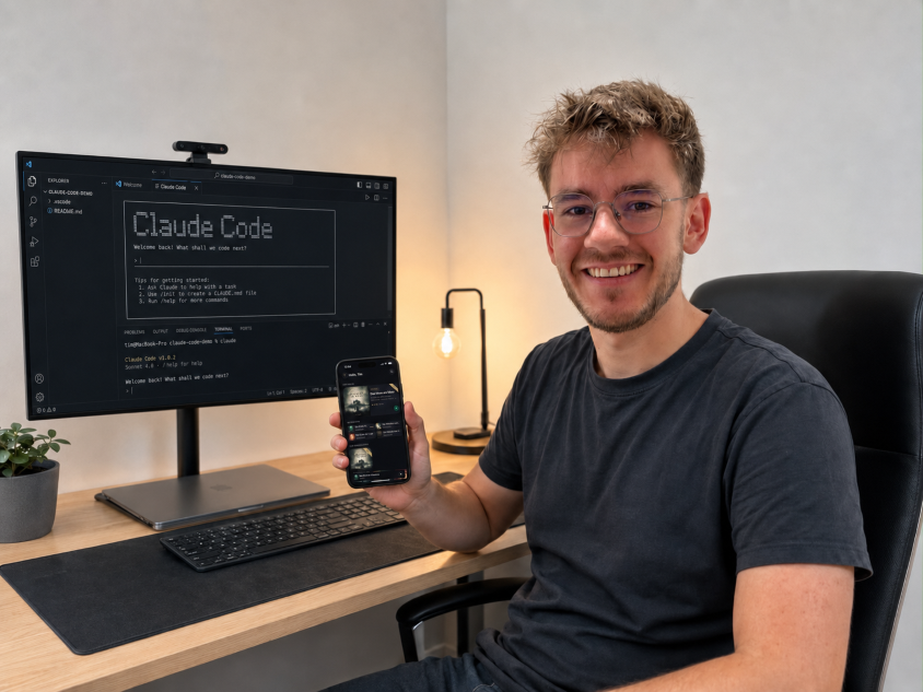 Tim, einer der App-Entwickler, zeigt das Interface
