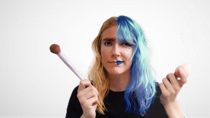 Auf dem Bild sind zwei sehr unterschiedliche Make-up Looks zu sehen.