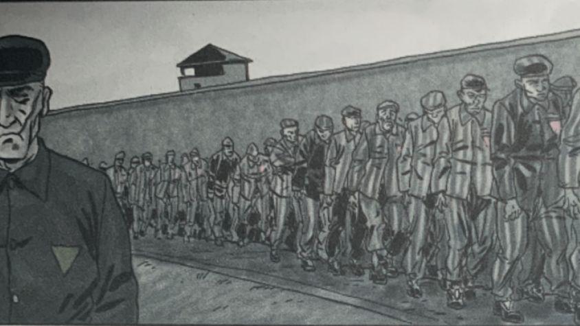 Homosexual men inside of concentration camp. 