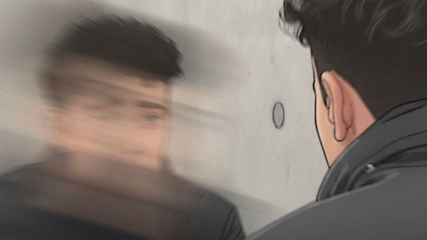 Illustration eines Spiegelbilds einer Person