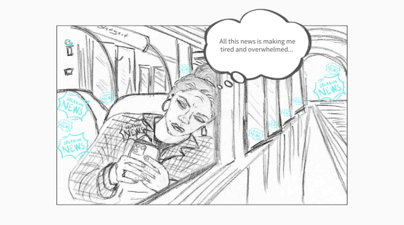 woman reads news in train