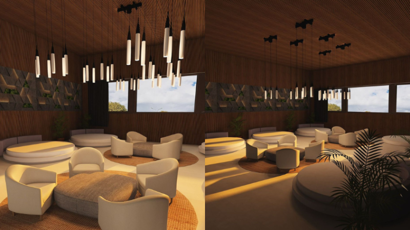 Animation of a futuristic napping room: Students can rest here during breaks