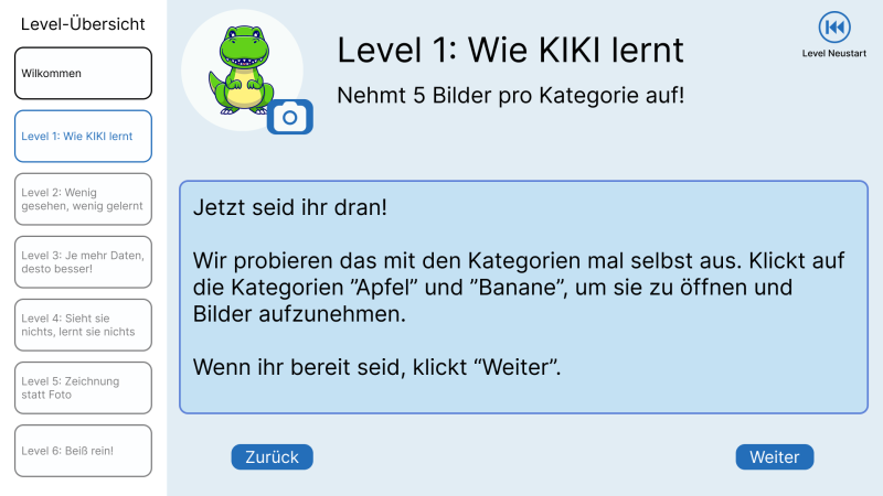Screenshot aus der WebApp, bei dem die Aufgabe erklärt wird