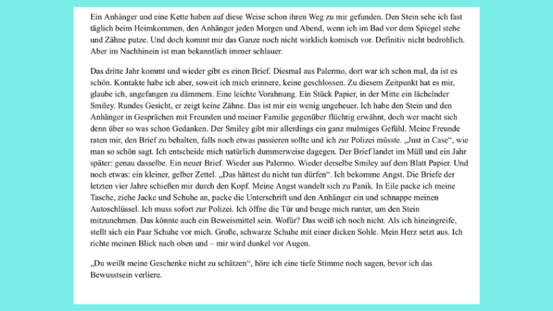 Kurzgeschichte für ein Selbstexperiment