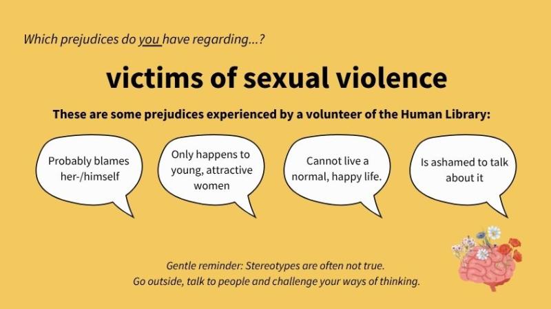 These are some prejudices about victims of sexual violence experienced by a volunteer of the Human Library.