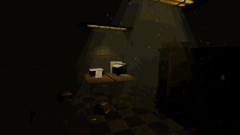 Screenshot aus dem Spiel: Ein düsterer Büroraum