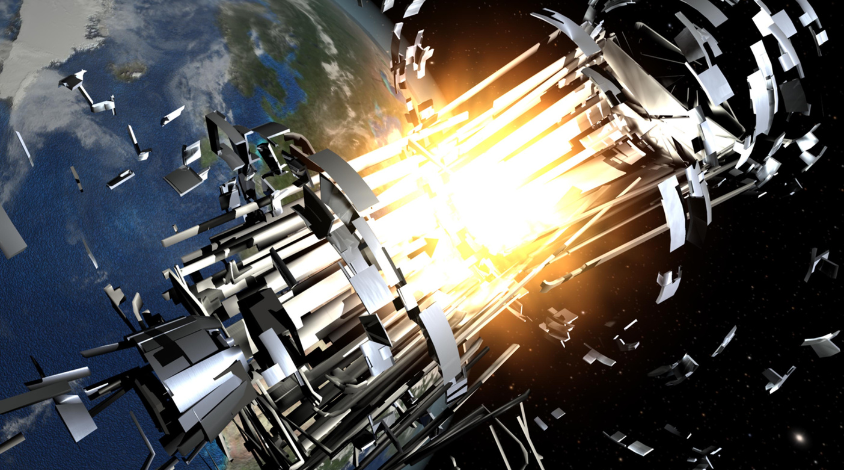 Explosion eines Raketenkörpers