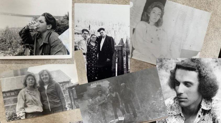 Collage aus alten Bildern in schwarz-weiß